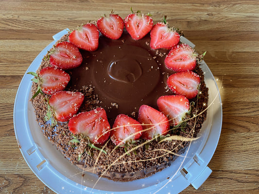 Gluten-Free Chocolate Cake layered with rich Nutella-strawberry compound