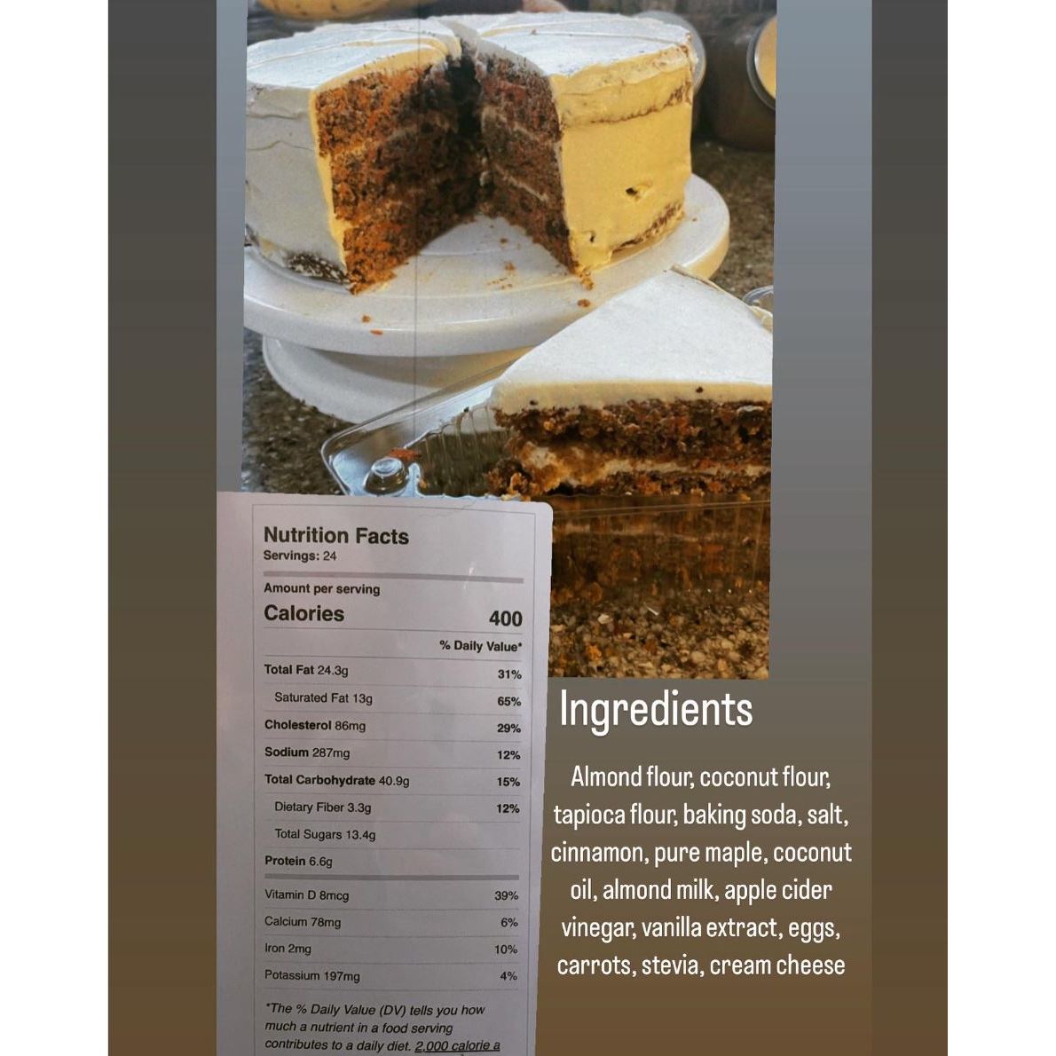 Gluten Free, Sugar Free Bakery - Carrot Cake